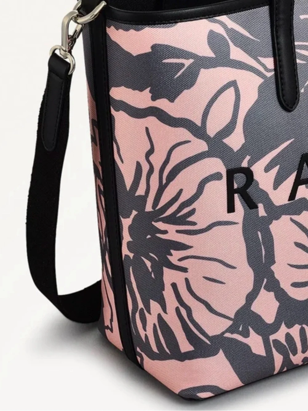 RADLEY LONDON Pink Floral on Gray Tote Southwell gardens